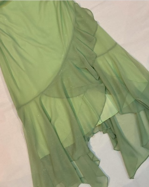 Green Chiffon Prom Dress Spaghetti Straps Evening Dress     S7015