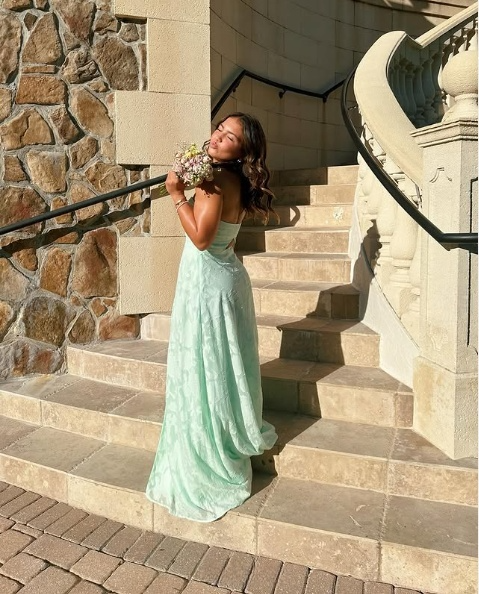 Mint Green Long Formal Dress Evening Dress     S7013