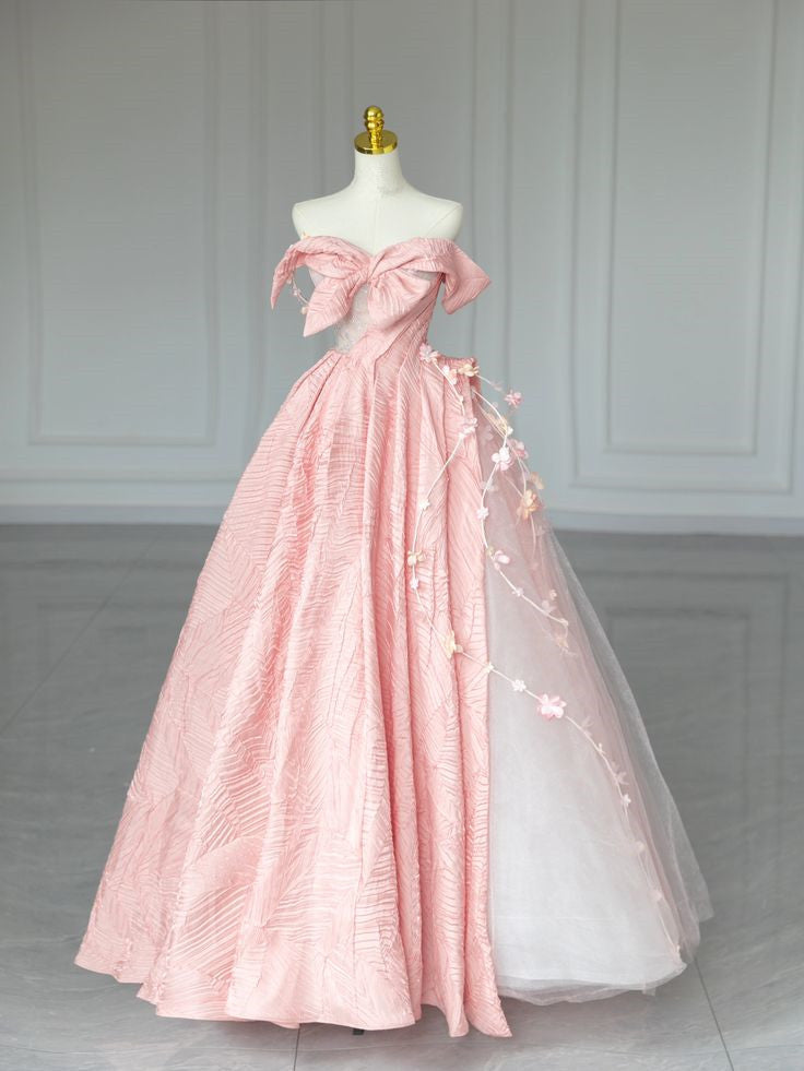 A Line Long Pink Evening Gown Princess Dress Prom Ball Gown       S6560