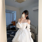 French White Tea Break Dress, Tulle Prom Dress Fairy Dress For Women, Victorian Dress, Graduation Dress    S2803