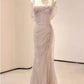 Vintage Mermaid Straps Pink Tulle Long Prom Dress       S6569