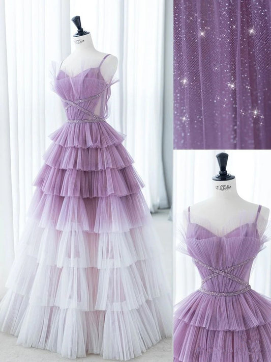 Lavender Tulle Long Prom Dress, Lovely A-Line Evening Dress      S6670