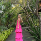 A Line Hot Pink Long Evening Dresses Prom Gown     S6967