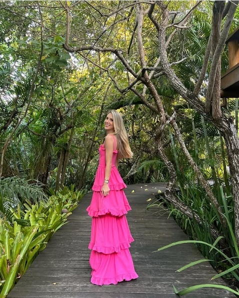 A Line Hot Pink Long Evening Dresses Prom Gown     S6967