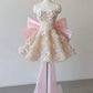 Ball Gown A-line Short Prom Dress, 3d Flower Prom Dresses, Pink Prom Dresses,Sweetheart Neck Prom Dresses    S6361