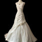 A-Line Satin Tulle Wedding Dress Elegant Long Wedding Party Dress     S6590