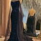Navy Blue Sequin Mermaid Party Prom Dresses Long Evening Dress       S6576
