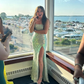 Glitter Green Sequined Long Prom Dress with Slit     S6675