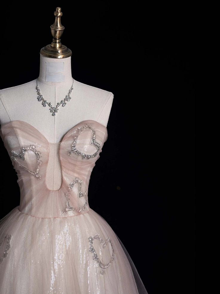 A Line Long Pink Evening Gown Princess Dress Prom Ball Gown       S6564