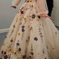New Wedding Dresses Long Sleeve Off Shoulder Fantasy Flowers Bridal Gowns    S6500
