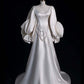 A Line Round Neck Satin Wedding Dresses Long Bridal Gowns     S6561