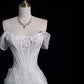 Elegant Mermaid Off The Shoulder Sequin Long White Wedding Dresses     S6566