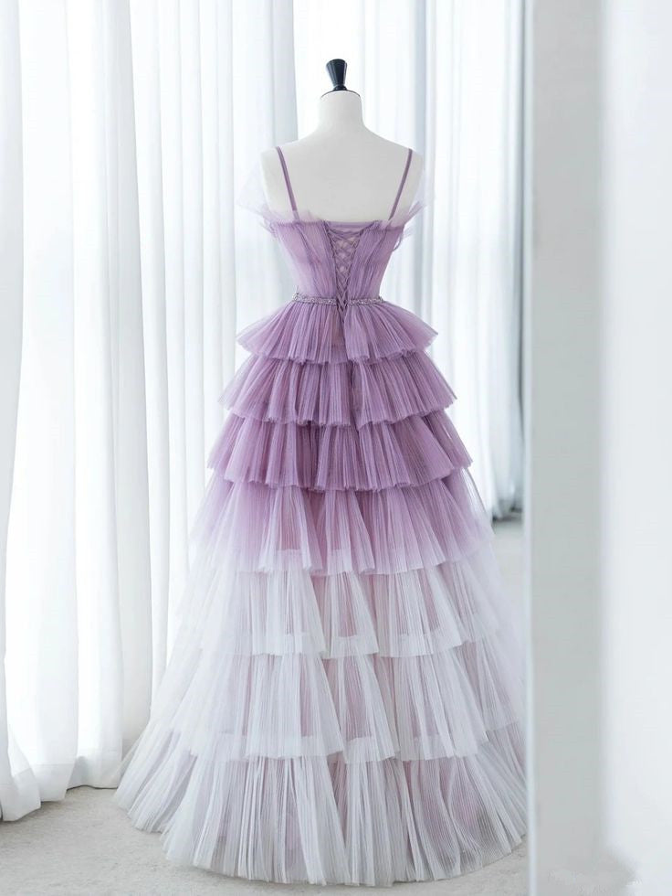 Lavender Tulle Long Prom Dress, Lovely A-Line Evening Dress      S6670