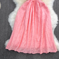 Holiday beach dress gentle retro V-neck waist slimming medium-length A-line embroidered dress R0336