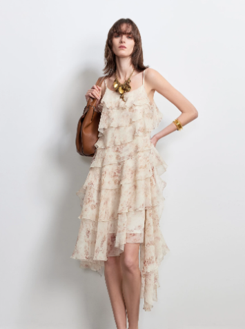 Light Blush Pink Elegant Summer Dress A-line Spaghetti Strap Flouncing Tulle Casual Dress Birthday Dress RS003