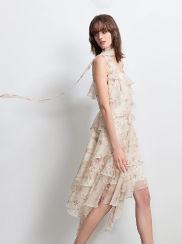Light Blush Pink Elegant Summer Dress A-line Spaghetti Strap Flouncing Tulle Casual Dress Birthday Dress RS003