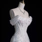 Elegant Mermaid Off The Shoulder Sequin Long White Wedding Dresses     S6566