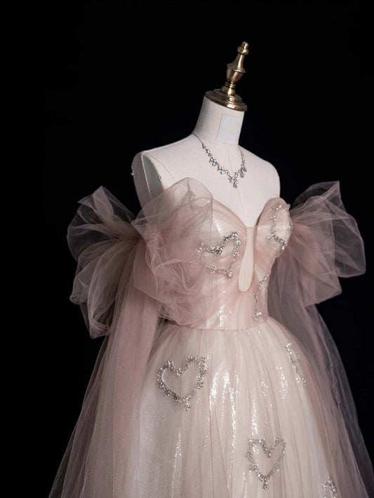 A Line Long Pink Evening Gown Princess Dress Prom Ball Gown       S6564