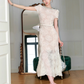 Creamy white gentle diamond collar sweet three-dimensional flower exquisite lace long skirt R4073