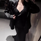 French high-end satin suit jacket 2025 sister style backless suspender skirt suit R1374
