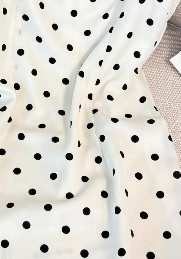 French polka dot suspender dress for women summer new waist slimming short hip skirt R3954