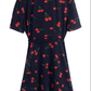 2025 Summer New French Retro V-neck Black Cherry Floral Wrap Dress R0939