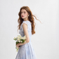 French ruffle dress high-end mini skirt floral skirt holiday style R2757
