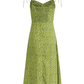 2025 Summer New Green Platycodon Floral Seaside Vacation Wear Suspender Dress R0902