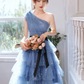 Cute Princess Style Dress A-Line One Shoulder Tulle  Birthday Dress with Bow-knot Waist RS009
