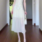 Jacquard sleeveless halter dress cool and gentle temperament waist A-line long skirt R0857