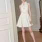 French white temperament slim waist slimming niche halter neck sleeveless A-line short dress R4076
