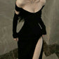 Sexy Off Shoulder Black Prom Dresses Long Evening Party Dress      S6435