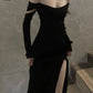 Sexy Off Shoulder Black Prom Dresses Long Evening Party Dress      S6435