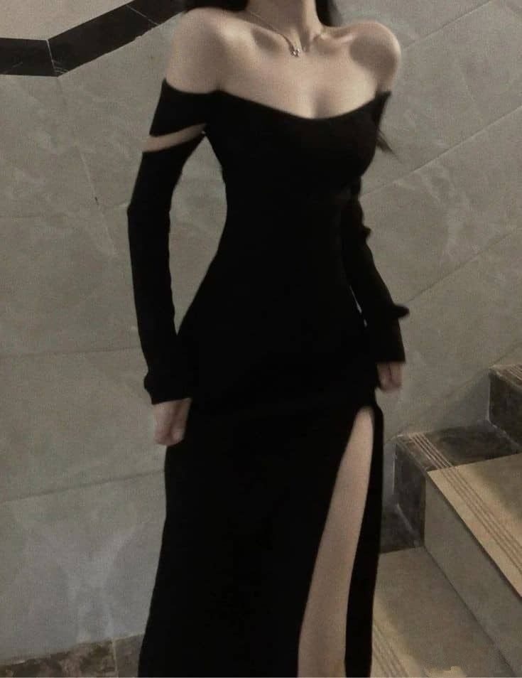 Sexy Off Shoulder Black Prom Dresses Long Evening Party Dress      S6435