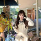 College style doll collar long-sleeved knitted cardigan 2025 contrast color A-line skirt suit R1292