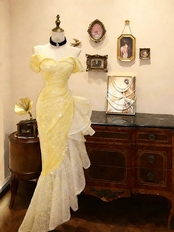 Pink off-the-shoulder fitted waist slim-fitting ruffled skirt wedding dress R6586