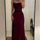 Dark red suspender waist slim hip sexy dress, prom dress R5416