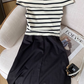 Navy collar gentle style dress women's new black and white waist temperament dress long skirt R3998