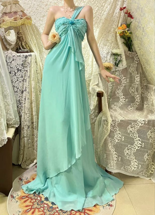 Casual and Resort Green A-Line One-shoulder Dress with Bow-knot Strapless Summer Dress Party Dress RS024