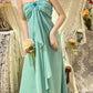 Casual and Resort Green A-Line One-shoulder Dress with Bow-knot Strapless Summer Dress Party Dress RS024