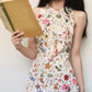 White floral waist slim A-line short skirt homecoming dress R3061