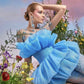 Blue high-grade waist cute puffy skirt homecoming dress R3720
