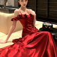 French Chic Burgundy A-Line Spaghetti Straps Dress with Cascade Birthday Dress Evening Dress RS027