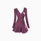 Royal sister style V-neck long-sleeved knitted dress 2025 slim waist A-line bottoming skirt R1312