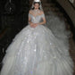 A Line Off Shoulder Long Wedding Dresses A Line Tulle Bridal Gown        S6375