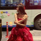 A-line Red Elegant Long Prom Dresses Evening Dress     S6373