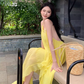 Beautiful seaside vacation dopamine loose halter dress atmosphere backless niche beach dress R1584