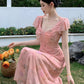 Pink Chiffon Elegant Comfortable Waist Slim Long Skirt Homecoming Dress R3255