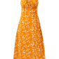 2025 Summer New Yellow Floral Sexy V-neck Mid-length Holiday Suspender Dress R0964
