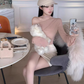 Pure desire style off-shoulder long-sleeved top 2025 plus size hot girl hip skirt suit R1170